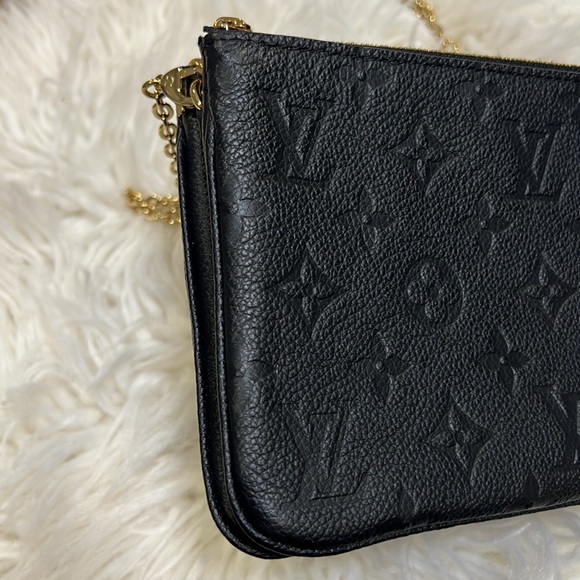 Authentic Louis Vuitton Double Pochette Empriente Noir - Picture 10 of 14